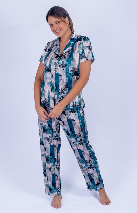 Pijama para Mujer en satín - Green Imperial
